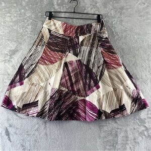New York & Company Skirt Women’s 4 Multicolored Silk Blend leaf pattern